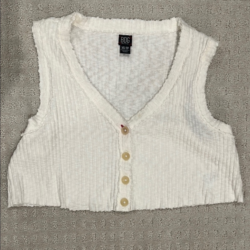 BDG Cream Ribbed Knit Top